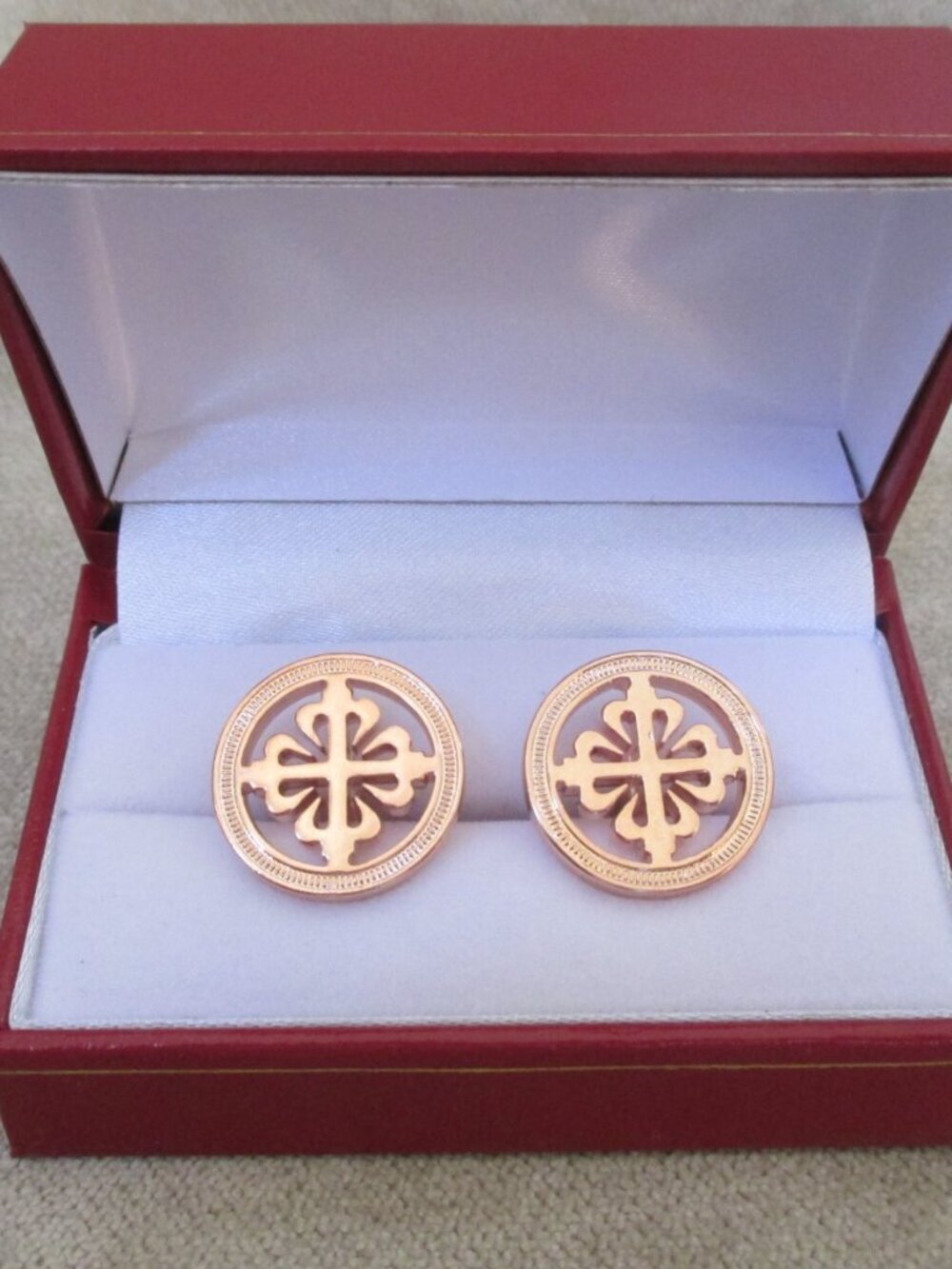 Patek Philippe Coin Edge Style Concessionaires Cufflinks Rose Gold